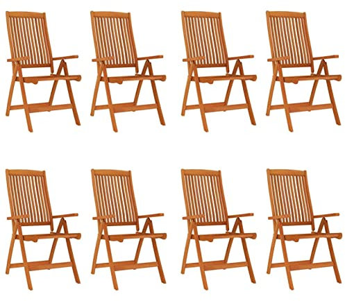 Tidyard 8 STK. Klappbare Gartenstühle Gartenstuhl Klappbar Hochlehner Gartensessel Stuhl Sessel Klappstuhl Holzstuhl Gartenstühle Stühle Essstuhl Massivholz Eukalyptus