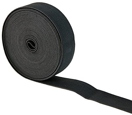 Gummiband Schwarz 25mm Breit - 10 Meter Gummilitze Elastisches Gummibänder Nähen Zum Nähen für Hosengummi DIY Handwerk Stoffe zum Nähen Nicht Leicht Verformbar - Elastisches Farbband