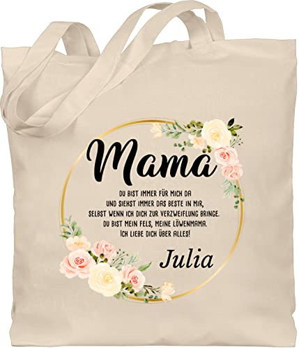 Geschenk mit Namen personalisiert by Shirtracer - Baumwolltasche - Mama du bist immer für mich da - Geschenk
