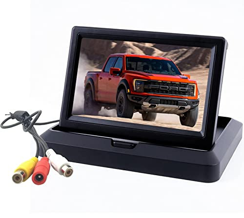 OBEST 5 Zoll TFT LCD Rückfahrkamera Monitor, Faltbare Bildschirm für Rückfahrkamera, V1/V2 Zwei Video-Eingang, DC12V-24V, LCD Auto Monitor für SUV, Van, KfZ, Truck