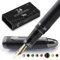 Wordsworth & Black Füllfederhalter Majesti (schwarz), luxuriöse Hülle, 24 Karat Gold-Finish, mittlere Feder 18 Karat – Tintenpatronen, nachfüllbarer Tintenkonverter – Kalligraphie-Stift