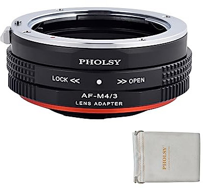 PHOLSY Adaptador de Objetivos con Apertura Anillo de Control para Lente Sony A Minolta AF y Cuerpo de Cámara Micro Four Thirds M4/3 (MFT Micro 4/3) Montura Compatible con Olympus Panasonic Lumix