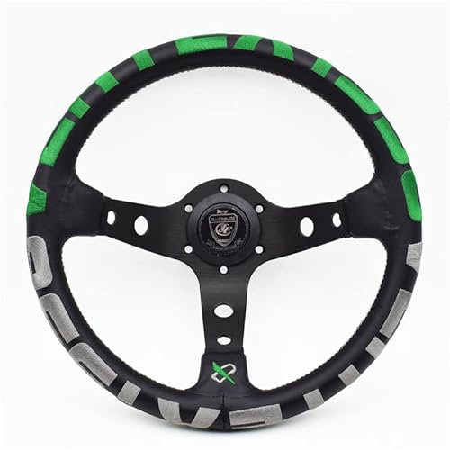 INOKAI Sport Lenkrad,Sportlenkräder Drift Sportlenkrad aus rotem Leder (Color : Green)