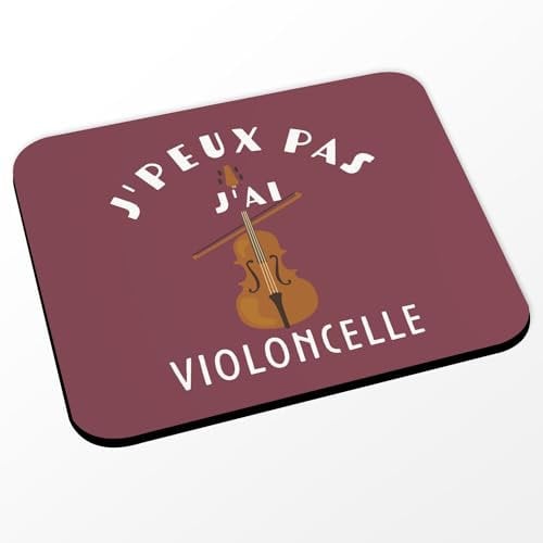 Fabulous Mauspad, Motiv: J'Peux Pas J'Ai Cello, Orchester, klassische Musik, Rot, Größe 24 x 20 cm