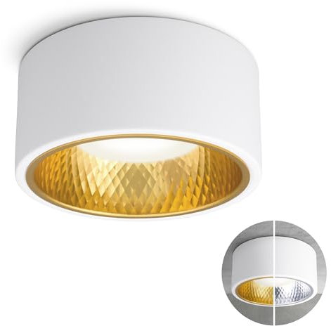 SSC-LUXon OLINO Aufbauleuchte Deckenleuchte weiß wechselbare Front (gold oder silber) - Deckenspot neutralweiß LED GX53 230V