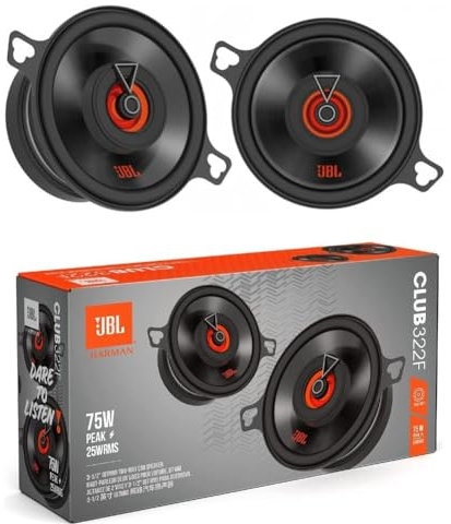 2 Enceintes coaxiales 2 Voies CLUB322F Club 322F 8,7 cm 87 mm diamètre 3,5, 25 Watts rms et 75 Watts Max, 3 ohms, pour Voiture, la Paire