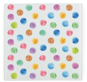 Polka Dots Glass Hot Pot Stand Trivet - Multicoloured Spotty Housewarming Gift - Kitchen Chopping/Cutting Board Worktop Protector with Non-Slip Feet 20cm x 20cm (8 x 8)