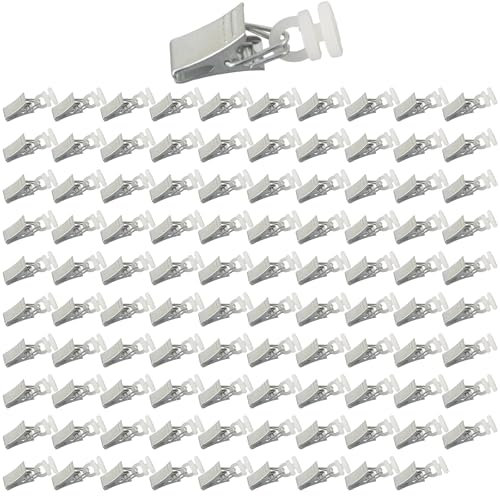 Lot de 100 pinces à rideaux flexibles en métal pour rail, crochets de rideau, clips pour rail, fenêtre, porte, rideau de douche, caravane