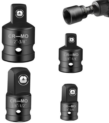 HAPPOW Stecknuss Adapter Set - 4-teiliger Satz für Ratschen 1/4 auf 3/8, 3/8 auf 1/4, 3/8 auf 1/2, 1/2 auf 3/8 - Hochwertige Steckschlüssel-Adapter für Nuss Knarren