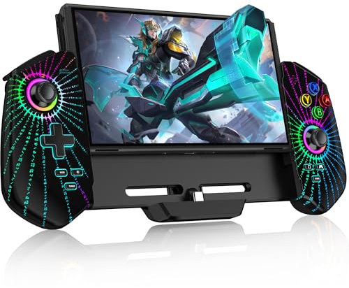 Controller per Nintendo Switch, Controller Switch Modalità portatile con stick effetto Hall/Turbo/Supporto da tavolo/Giroscopio a 6 assi per Nintendo Switch/OLED(Runa)