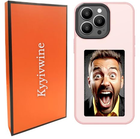 Kyyivwine Smart-Tintenbildschirm-Handyhülle, DIY-Display-Bild,Personalisierte Hülle für iPhone 13/iPhone 14,Handyhülle Selber Gestalten,iPhone Display Handyhülle,TPU -Material Handyhülle NFC,Rosa