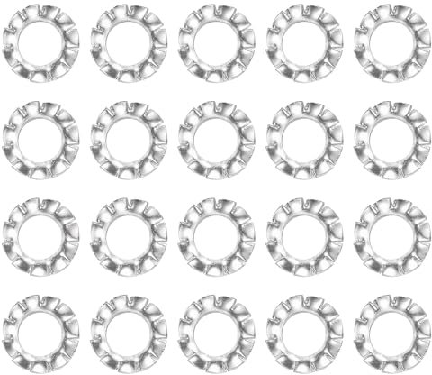 sourcing map M5 100Pcs External Tooth Washers, 304 Stainless Steel Tooth Locking Ring Washers Quick Speed Star Nut Locking Fastener Fastener, Silver