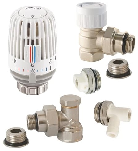 SOMATHERM FOR YOU, Kit de raccordement pour radiateur avec tête thermostatique, équerres universelles, purgeur d'air orientable, bouchon étanche et accessoires pour installation facile | Équipez facilement votre radiateur grâce à ce kit complet avec robinet thermostatique, esthétique et ergonomique.