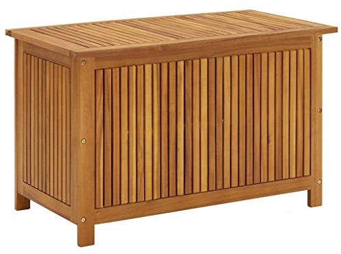prissent Contenitore da Giardino 90x50x58 cm Mobili per Esterni Patio Bench Mobili da Terrazzo Armadietto per Piscina Patio Forniture Contenitore da Esterno Marrone Legno Massello di Acacia, PE
