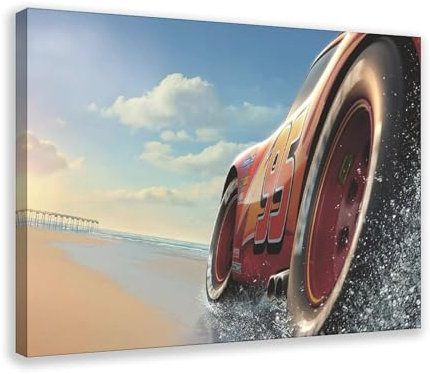 acalur Lightning McQueen Leinwandposter mit Autorennen, Wandkunst, Dekor, Bild, Gemälde für Wohnzimmer, Schlafzimmer, Dekoration, 20 x 30 cm
