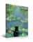 HesenDot Black Cat Framed Wall Art,30x40CM Claude Monet Waterlily Cat Canvas Print,Funny Animal Painting Poster Wall Decor for Home Living Room Kid Bedroom Bathroom,Set of 1