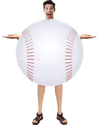 Hollowfly Aufblasbares Kostüm für Erwachsene, 1,5–1,9 m, Halloween-Kostüm für Männer und Frauen, lustiges aufblasbares Kostüm für Sportparty (Baseball)