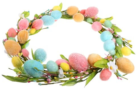 Holibanna Easter Wreath Künstlicher Frühlingskranz Mit Bunten Ostereiern Für Haustür Dekoration Für Ostern Und Frühlingsfeiern Langlebig Und