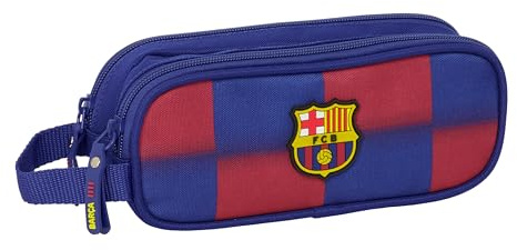 safta FC Barcelona 1. Team 25/26, Doppelmäppchen für Kinder, ideal für Kinder im Schulalter, bequem und vielseitig, Qualität und Widerstandsfähigkeit, 21 x 6 x 8 cm, blau/Granate, M, Casual
