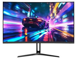 Amzfast 24-Inch Curved Gaming Monitor 180Hz, 1 ms, 130% sRGB, with Speakers, HDR, FreeSync, 300 cd/m², VA, FHD 1080P, Frameless, HDMI1.4 DP1.2 Ports AMZG24C1