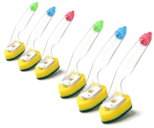 com-four® 6X Spülbürste mit Spülmittelspender, Küchenbürste | Topf - Pfanne - Geschirrbürste mit 120 ml Tank - Abwaschbürste [Auswahl variiert]