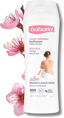Babaria - Crema Reafirmante Corporal | Crema Hidratante Corporal Y Firmeza | Body Milk Para Pieles Sensibles | Aloe Vera Y Vitamina E | Rápida Absorción - 400 Ml (Paquete de 5)
