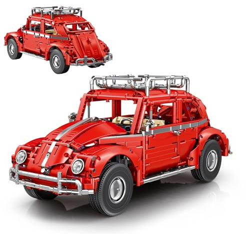 Technik Auto Klemmbausteine Oldtimer Modellbausatz, 2661 teiliges 1:10 Rennwagen Bausteine Set Supersportwagen MOC Sammler Geschenke für Erwachsene, Jugendliche ab 14+ Jahren,Autoliebhaber und Fans
