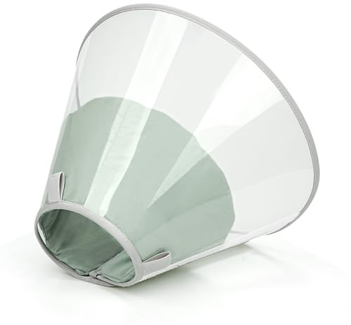 Supet Transparente Halskrause Hund,leichter Leckschutz mit weichem Polster | Transparente Sicht;Abnehmbares Soft-Pad;Leichtes PVC;Klettverschluss;Für kleine bis große Hunde;Leicht zu reinigen