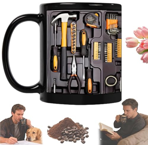 Mechanic Toolbox Coffee Mug, 11 oz Ceramic Novelty Cup with Insulated Handle & Anti-Slip Base, Realistic Tool Box Design for Hot or Cold Drinks, Creative Gift for Mechanics, DIYers, Dad & Husband (1)