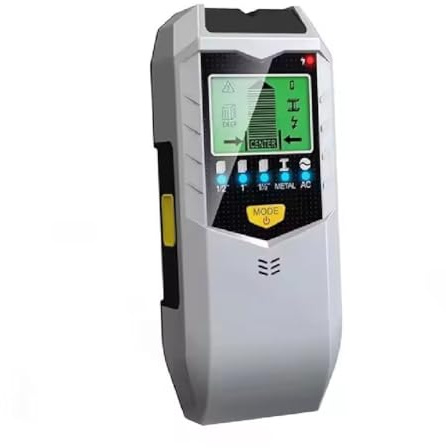 Handheld Metal Scanner for Walls, Tragbares Multifunktions-Ortungsgerät, 5 in 1 Leitungssuchgerät Wandscanner mit LCD-Display, Genauer Wandsensor für Holz, Metall und Wechselstromkabeln (Grau)