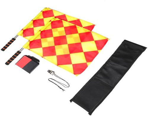 OUNONA Fußball Schiedsrichter Fahnen Satz mit Trillerpfeife und Spielnotizkarten Rote und Gelbe Karten für Fußball Trainer und Outdoor Spiele