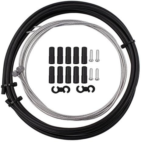 Universal Fahrrad-Bremszug-Set 5 mm, 2,5 m mit 2 Innenzügen, Schwarz/Blau | Innenzug 1,7m, Reparaturset mit Bremszughülle, Endkappen & S-Haken, für V-/C-Bremsen, Scheibenbremsen, MTB & Falträder