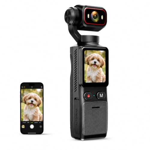 Sueirn 4K Action Camera, WIFI Vlogging Camera with APP Control, Body Cam with Image Stabilization, Pocket Camera with 180° Rotatable Lens, Suitable for Vlogging, Travelling, Outdoor Sports(64GB)