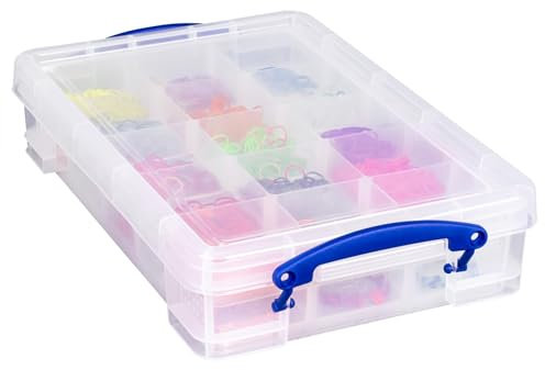 Really Useful Box Plastic Storage 4 Litre Clear with Office Tray