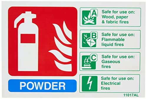 V Safety Powder Id Fire Extinguisher Sign - 150mm x 100mm - 1mm Rigid Plastic