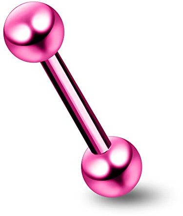 Monster Piercing 16 Gauge - 10MM Länge Neon Pink eloxiert 316L chirurgischer Stahl gerade Barbell mit Kugel Augenbrauen Piercing Bar