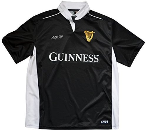 Guinness Schwarzes/weißes Performance Kurzarm-Rugby-Shirt (M)
