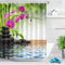 LB Spa Duschvorhang 180x200cm mit Haken, Japanisch Zen Bad Gardinen Bambus Orchidee Schwarzer Stein Badezimmer Vorhang Wasser Beständig Antischimmel Waschbares Polyester Stoff