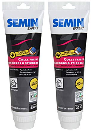 Colle pour Stickers Semin, Frises et Raccords Papiers Peints, Tube de 250 g (Lot de 2)