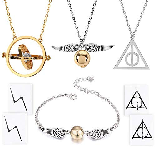 4 pièces collier Bracelet avec les reliques de la mort serpent d'or temps Turner chaîne pendentif collier pour fans inspirés collections de cadeaux