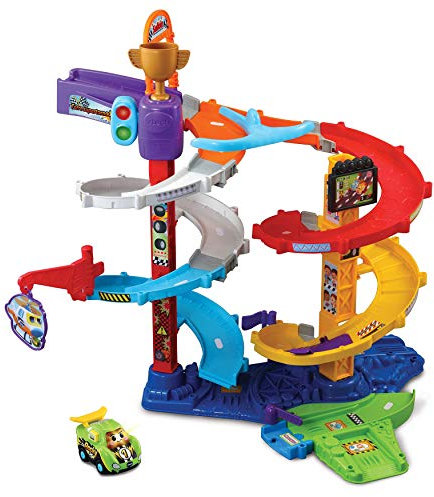 VTech Torre Supertornado TutTut Bólidos, Pistas y Coches de Juguete para niños +1 año, Circuitos de Garaje para Combinar, Incluye Rocky el Superauto, Versión ESP
