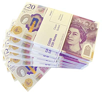 New Edition Prop UK Pounds GBP Bank 100 20 Noten Extra Bankgurt â€“ Authentische Filmausgabe â€“ Filme spielen gefälschte Casino Photo Booth Requisiten (5 Stacks)