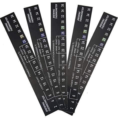 Raguso 5pcs Beer Thermometer Stick on Brewing Thermometer Adhesive LCD Thermometer Sticker for Homebrew Beer Wine Brewing and Fermentation