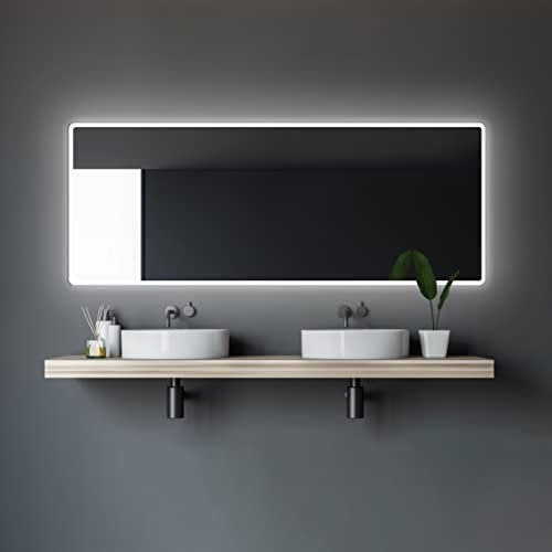 Talos Moon LED Badspiegel 180x70 cm - Badezimmerspiegel mit Beleuchtung - feuchtwassergeeignet durch Aluminiumrahmen - Licht-Farbe Neutralweiß, Chrom