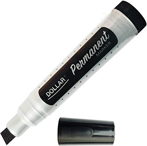 DOLLAR 11.0mm Chisel Tip Calligraphy Jumbo Permanent Marker Pen Waterproof Ink (1 x BLACK Marker + 1 x ZOFAX Black Pen)