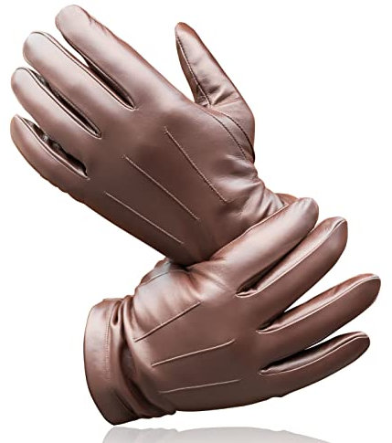 Royal Phoenix® Lederhandschuhe Herren - Luxuriöse Nappaleder Handschuhe gefüttert mit Kaschmir - Leather Gloves Men - Winterhandschuhe Herren aus Leder, Braun, XL