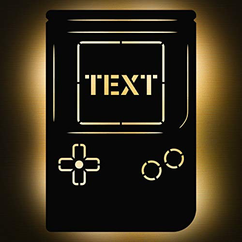 Elbeffekt Retro Lampe aus Holz - personalisierbares Geschenk für Männer - Gaming Zimmer Deko - personalisierbar zum Hinstellen/Aufhängen - Gaming Room - persönliches Geschenk