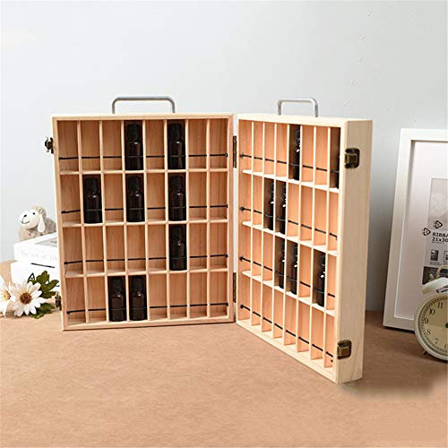 JasCherry 72 Slots Doppeltür Aufbewahrungsbox für Ätherische Öle Aufbewahrungsbox aus Holz Nagellack Duftöl und Lippenstift-Organizer Schätze Schmuckaufbewahrung Geschenkbox