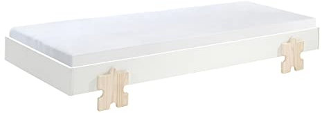 Kinderbett Modulo Puzzle 90x200 stapelbar - weiß/Kieferholz