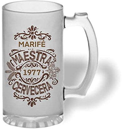 Bee Ingenious Jarra cerveza personalizada de cristal esmerilado. Jarra de cerveza original. Coleccion cerveceros. (Maestra Cervecera)